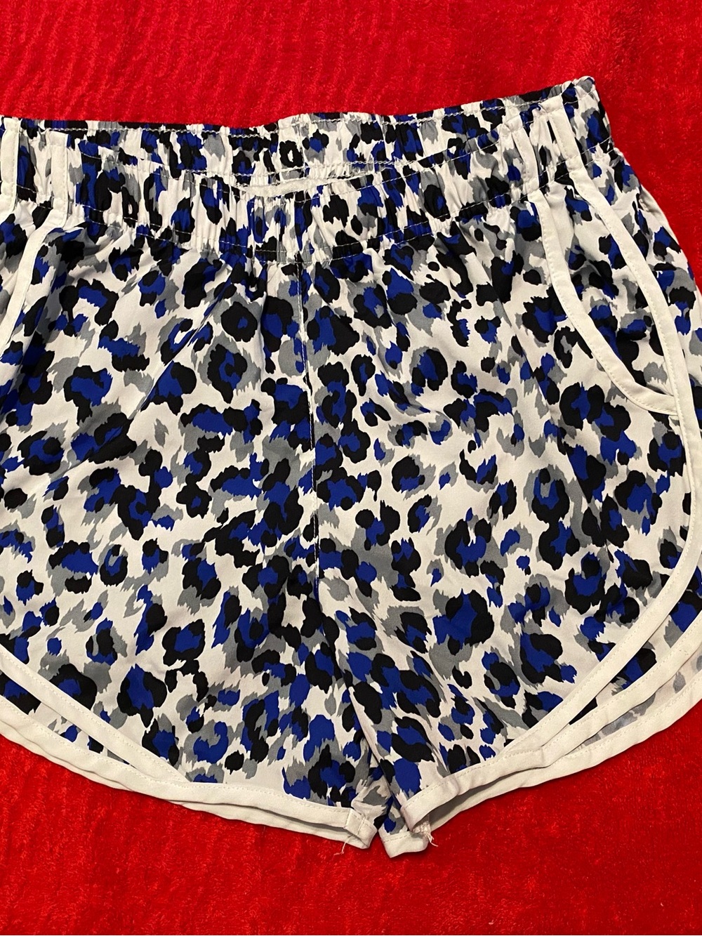 Calvin Klein Blue, Black and White Leopard Print Athletic Shorts